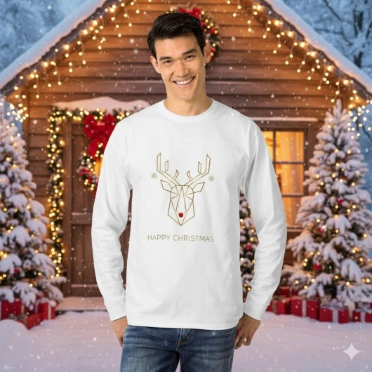 T-shirt Christmas Gold Geometric Reindeer