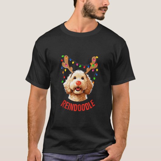 T-shirt Christmas Goldendoodle Reindeer Doodle Dog Reindoo (Devant)