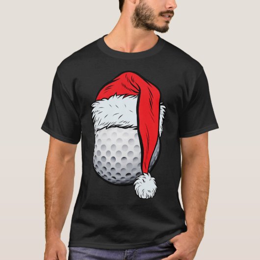 T-shirt Christmas Golf Ball Santa Hat Xmas Golf Boys Me (Devant)