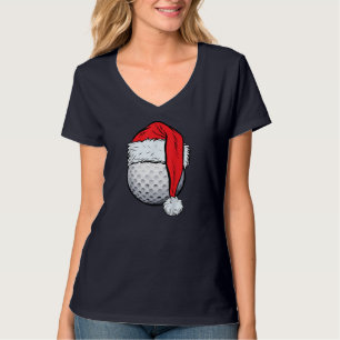T-shirt Christmas Golf Ball Santa Hat Xmas Golf Boys Me