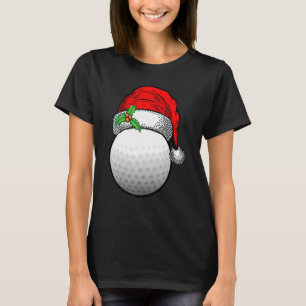 T-shirt Christmas Golf Ball Santa Hat Xmas Sport Pour Garç