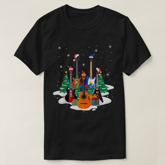 T-shirt Christmas Guitar Tree Holiday Design (Design devant)