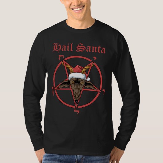 T-shirt Christmas Hail Père Noël Satanism Goat Satan Bapho (Devant)