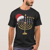 T-shirt Christmas Hat Menorah Jew Hanukkah Chanukah Men Wo (Devant)