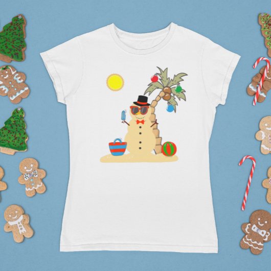 T-shirt Christmas Holiday Beach Tropical Snowman