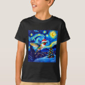 T-shirt Christmas Hummingbird Santa Hat Van Gogh Starry Ni (Devant)