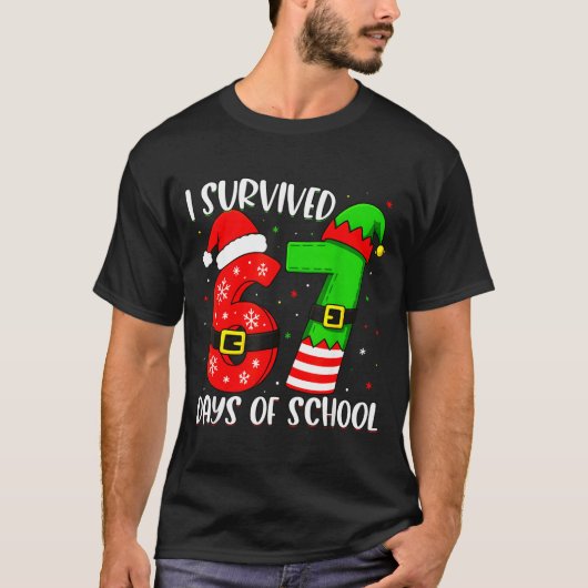 T-shirt Christmas I Survived 67 Days Of School Funny Six S (Devant)