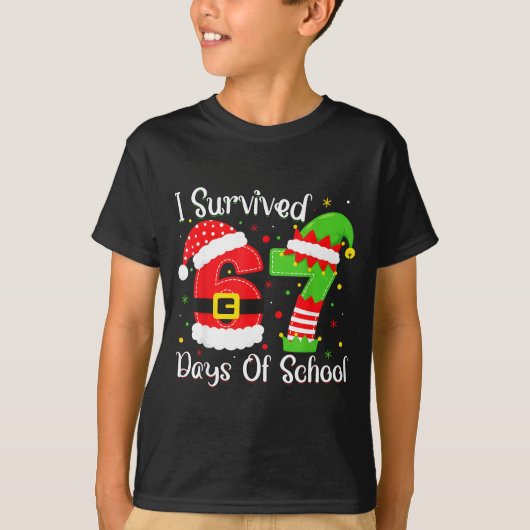T-shirt Christmas I Survived 67 Days Of School Funny Six S (Devant)