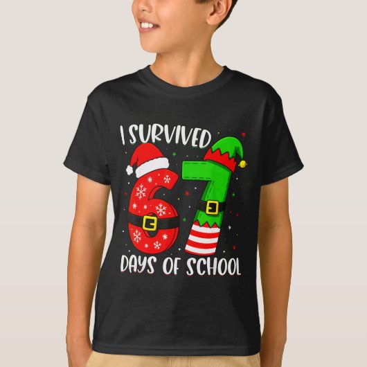 T-shirt Christmas I Survived 67 Days Of School Funny Six S (Devant)