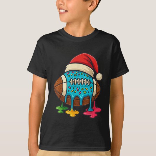 T-shirt Christmas Ice Cream Drip Boys Football Player Amer (Devant)