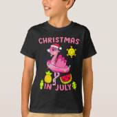 T-shirt Christmas In July Flamingo Beach Summer Christmas (Devant)