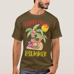 T-shirt Christmas In July Funny Llama Coconut And Flamingo