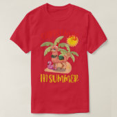T-shirt Christmas In July Funny Llama Coconut And Flamingo (Design devant)