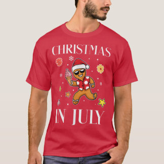 T-shirt Christmas In July Gingerbread Man Ice Cream Summer