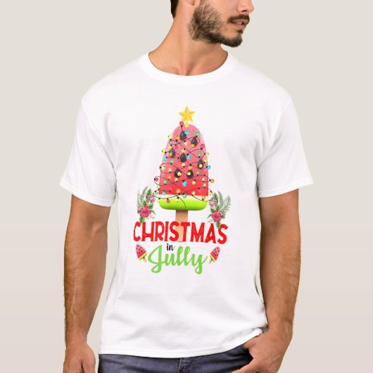 T-shirt Christmas In July Ice Cream Christmas Tree Summer (Devant)