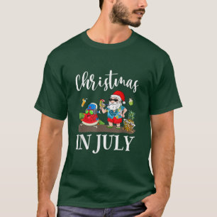 T-shirt Christmas In July Santa Claus Beach Surfing Summer