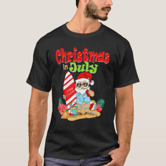 T-shirt Christmas In July  Santa Claus Summer Vacation Bea