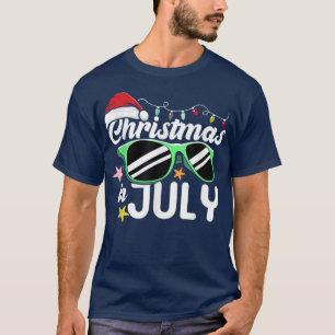 T-shirt Christmas In July Santa Hat Sunglasses Beach Summe