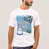 T-shirt Christmas in July Snowman & Palm Tree Design (Devant)