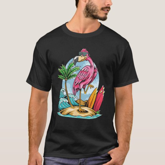 T-shirt Christmas In July  Tropical Flamingo Hawaii Summer (Devant)