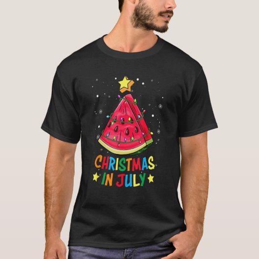 T-shirt Christmas In July Watermelon Christmas Tree Summer (Devant)