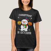 T-shirt Christmas In October Halloween Snowman Pumpkin Kid (Devant)