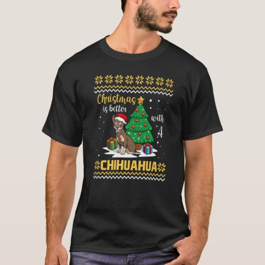 T-shirt Christmas Is Better With A Chihuahua Pajama Dog Pu (Devant)