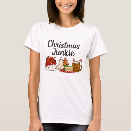T-shirt Christmas Junkie Dessert Print | Cozy Xmas graphic (Devant)