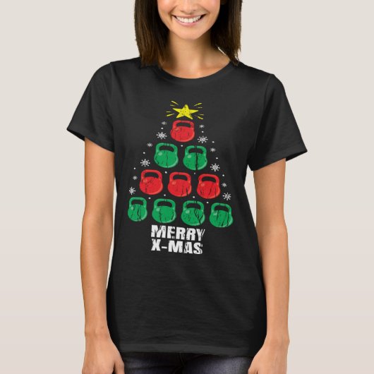 T-shirt Christmas Kettlebells Tree Holiday  Workout (Devant)