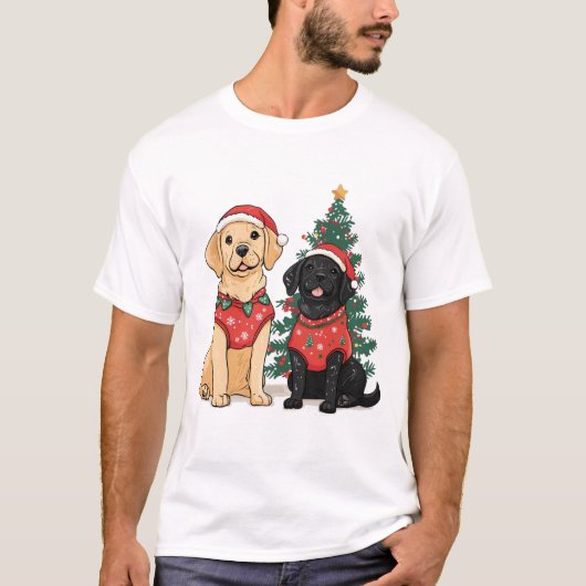 T-shirt Christmas Labrador Retriever Dogs (Devant)