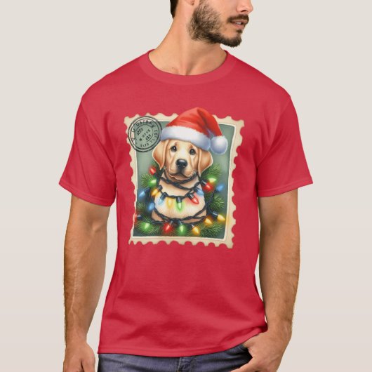 T-shirt Christmas Labrador with hat and festive garlands g (Devant)