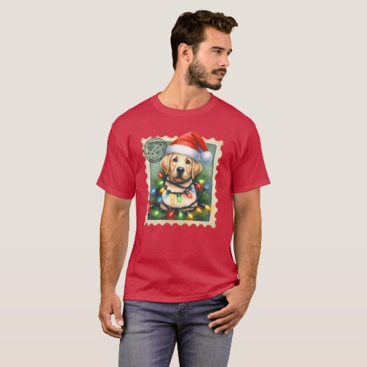 T-shirt Christmas Labrador with hat and festive garlands g (Devant entier)