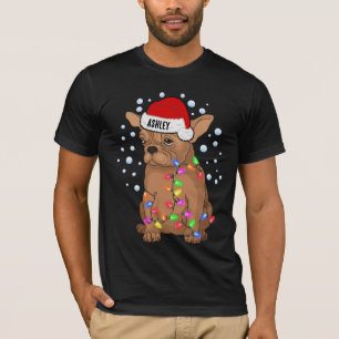 T-shirt Christmas Light Boston Terrier Chien Chien Chien C