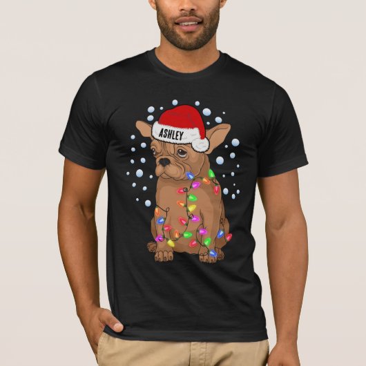 T-shirt Christmas Light Boston Terrier Chien Chien Chien C (Devant)