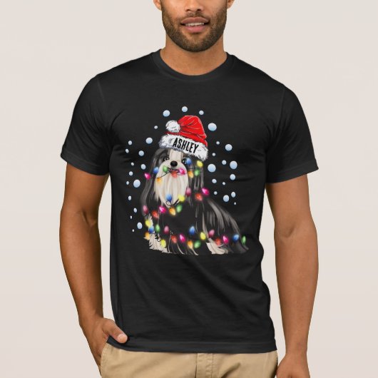 T-shirt Christmas Light Shih tzu Chien Chien Chien Chien C (Devant)