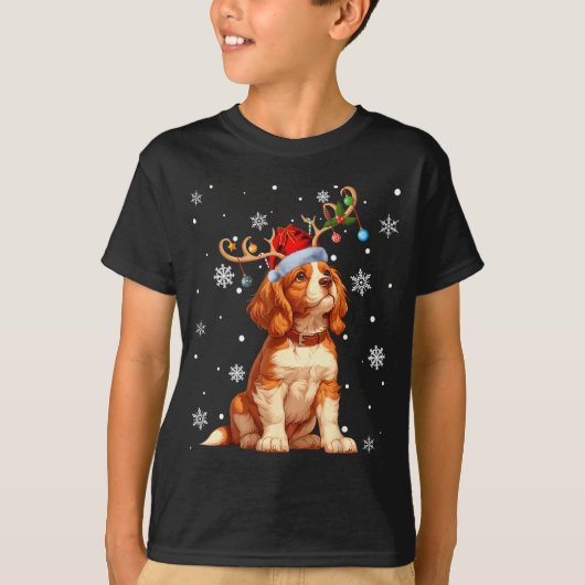 T-shirt Christmas Lights Cavalier King Charles Spaniel Xma (Devant)