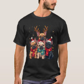 T-shirt Christmas Lights French Bulldogs Xmas Frenchie Dog (Devant)