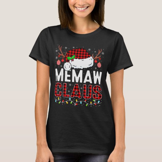 T-shirt Christmas Lights Memaw Claus Family Matching Xmas (Devant)