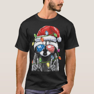T-shirt Christmas Lights Raccoon Père Noël Funny Christmas