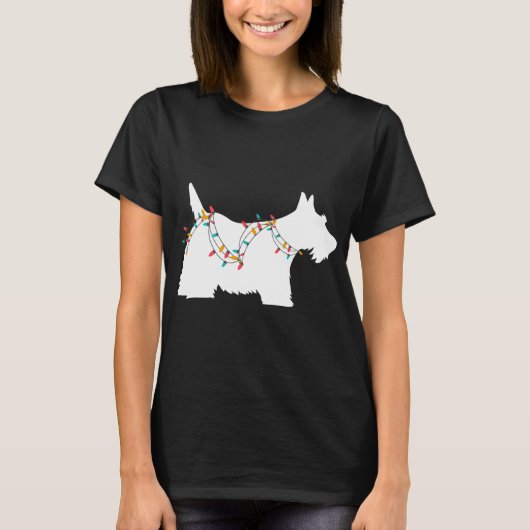 T-shirt Christmas Lights Scottish Terrier un Amoureux des  (Devant)