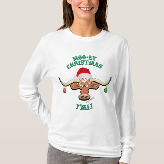 T-shirt Christmas Longhorn Steer (Devant)