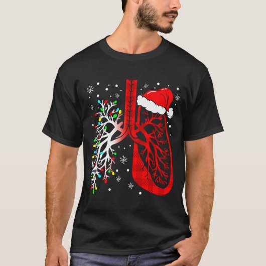 T-shirt Christmas Lung Lights Resratory Therast Holiday  (Devant)
