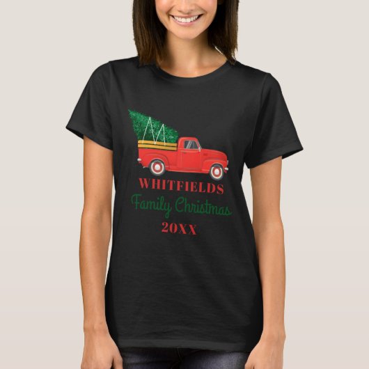 T-shirt Christmas Matching Family Reunion Red Truck (Devant)