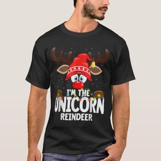 T-shirt Christmas Matching I'm The Unicorn Reindeer  (Devant)