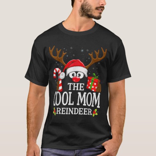 T-shirt Christmas Matching The Cool Mom Reindeer Family  (Devant)