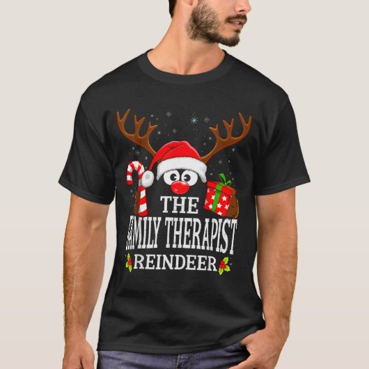 T-shirt Christmas Matching The Family Therast Reindeer Fam (Devant)