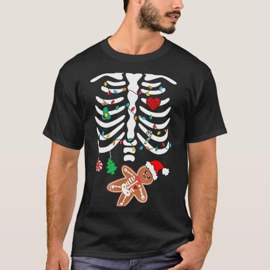 T-shirt Christmas Maternity Pregnancy Gingerbread Skeleton (Devant)