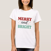 T-shirt christmas merry and bright pink red modern font T- (Devant)