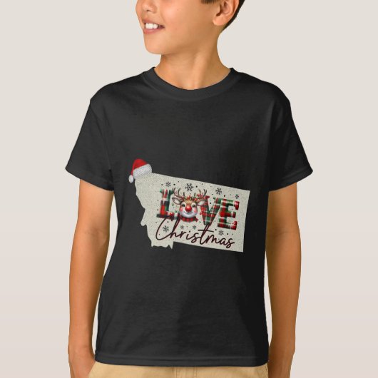 T-shirt Christmas Montana Xmas State Map Montana Christmas (Devant)