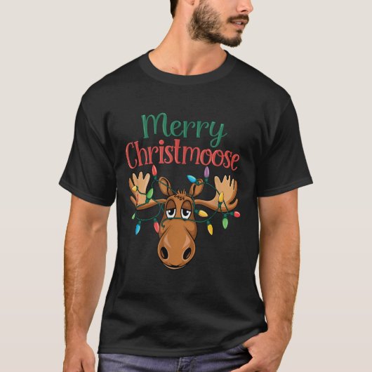 T-shirt Christmas Moose Merry Christmoose Men Women (Devant)